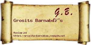 Grosits Barnabás névjegykártya